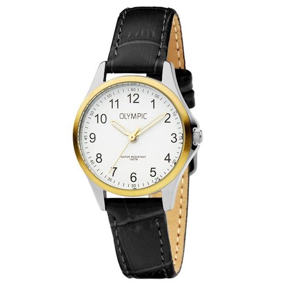 Olympic OL72DSL045B Baltimore Horloge - Leer - Zwart - 29mm, exclusief en kwalitatief hoogwaardig. Ontdek nu!