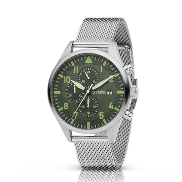 Olympic OL89HSS046 RALLY - Horloge - Staal - Milanees - Groen - 44mm, exclusief en kwalitatief hoogwaardig. Ontdek nu!