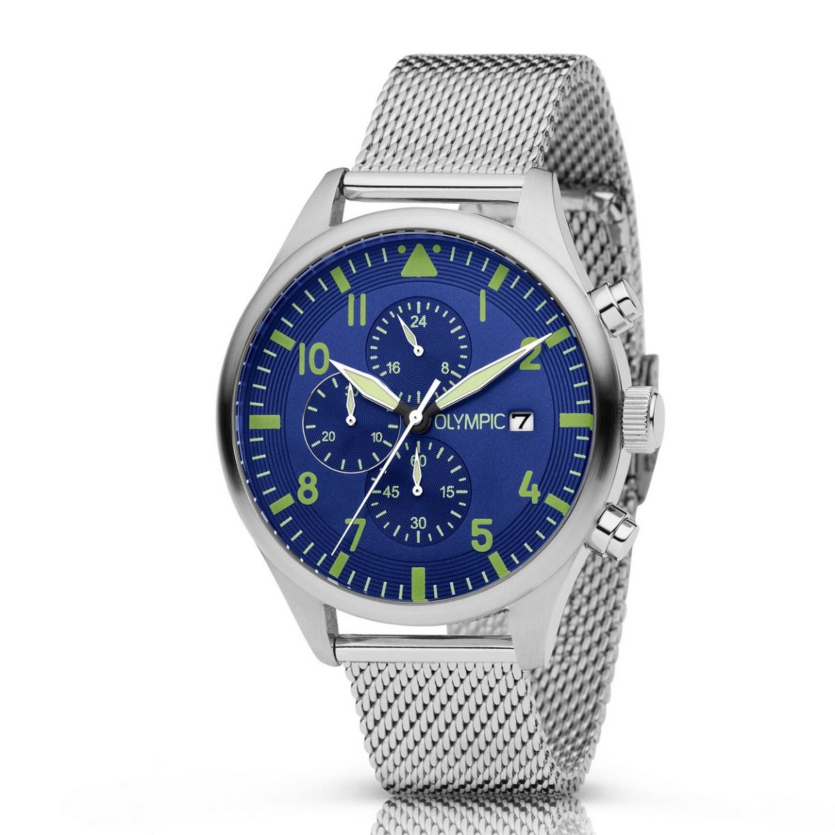 Olympic OL89HSS047 RALLY - Horloge - Staal - Milanees - Blauw - 44mm, exclusief en kwalitatief hoogwaardig. Ontdek nu!