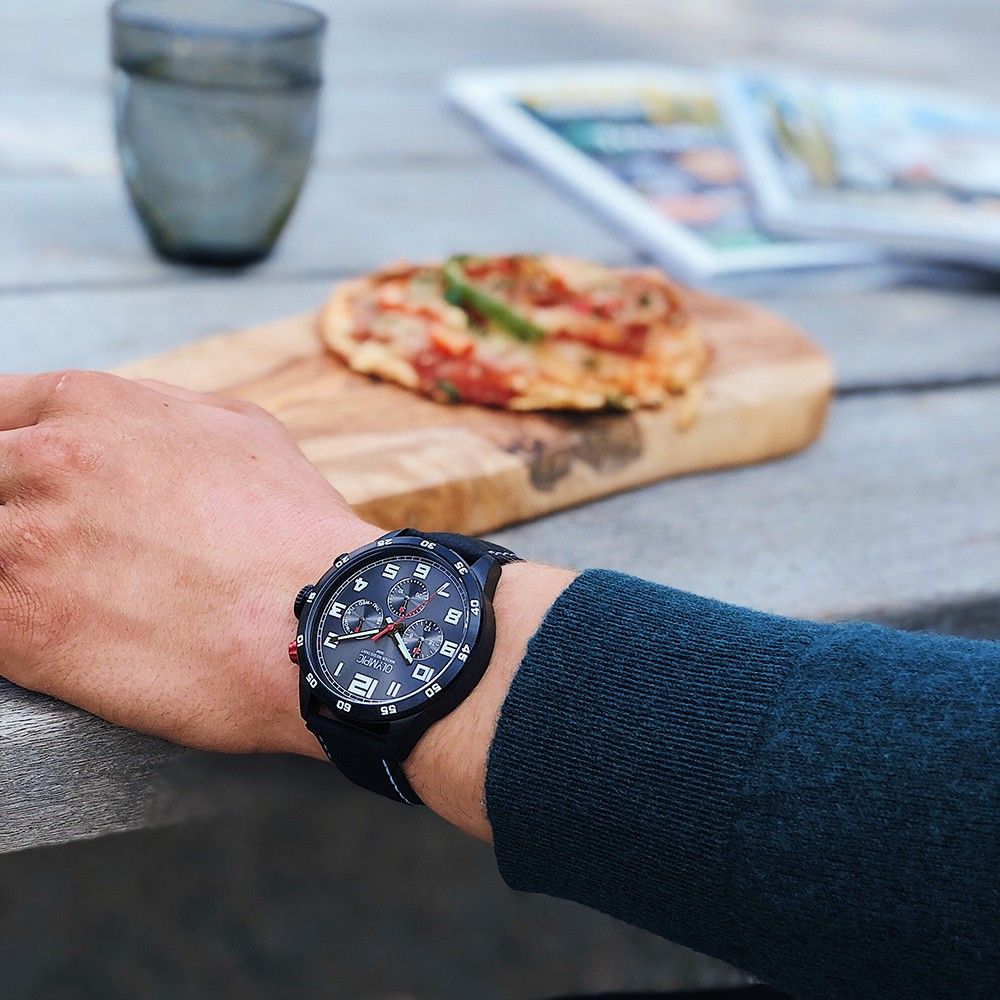 Olympic OL89HZL003 Football Horloge - Leer - Zwart - 44mm, exclusief en kwalitatief hoogwaardig. Ontdek nu!