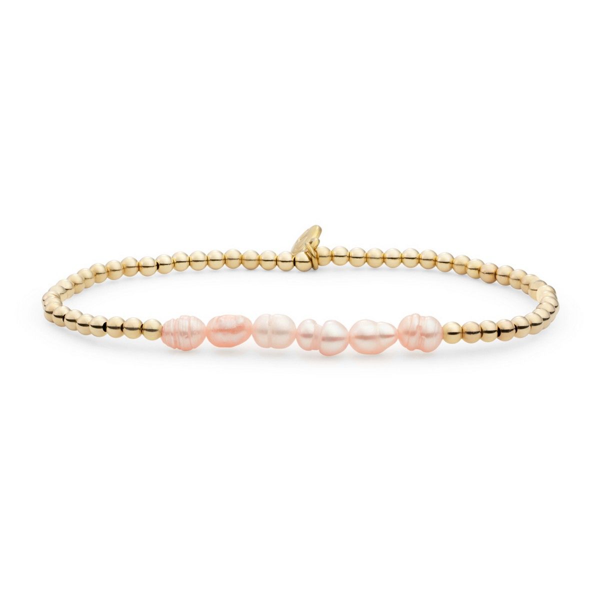 Sparkling Jewels - Armband: Peach Pearl Universe - Gold 3mm SBG-P03-3MM-LINE, exclusief en kwalitatief hoogwaardig. Ontdek nu!