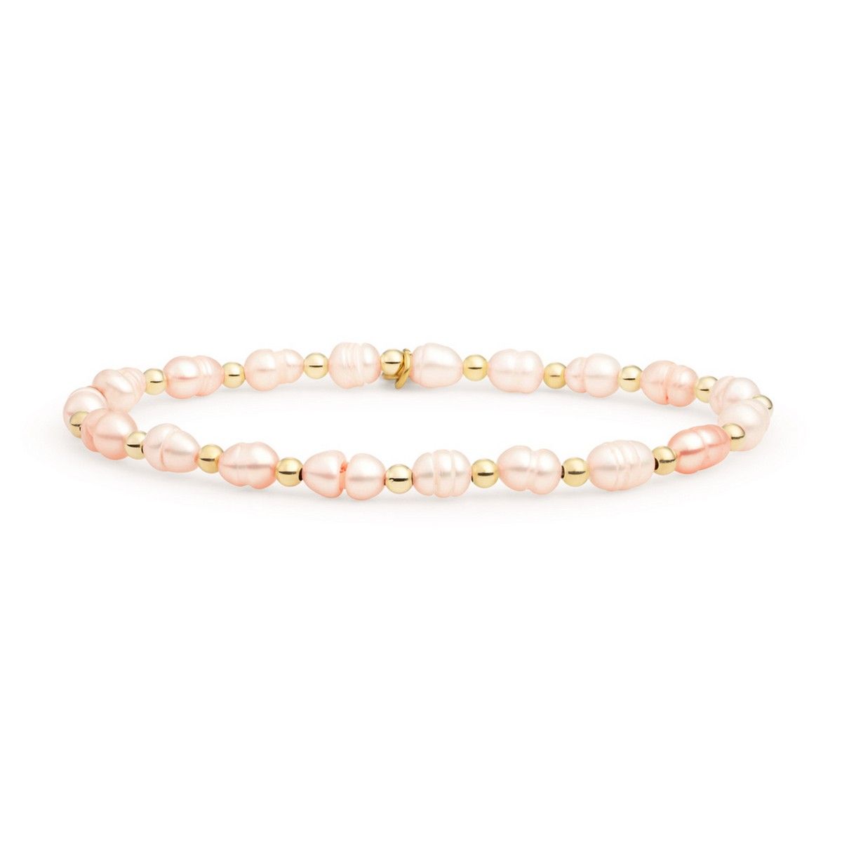 Sparkling Jewels - Armband: Peach Pearl Interstellar - Gold 3mm SBG-P03-3MM-MIX, exclusief en kwalitatief hoogwaardig. Ontdek nu!
