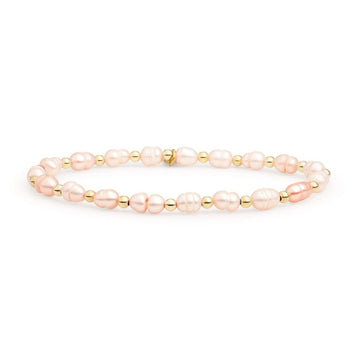 Sparkling Jewels Armband | Peach Pearl Interstellar - Gold 3mm