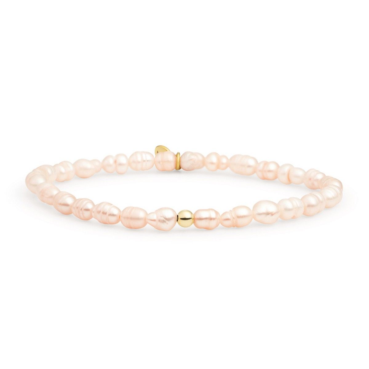 Sparkling Jewels - Armband: Peach Pearl Saturn small - SBG-P03-ADD-4MM, exclusief en kwalitatief hoogwaardig. Ontdek nu!