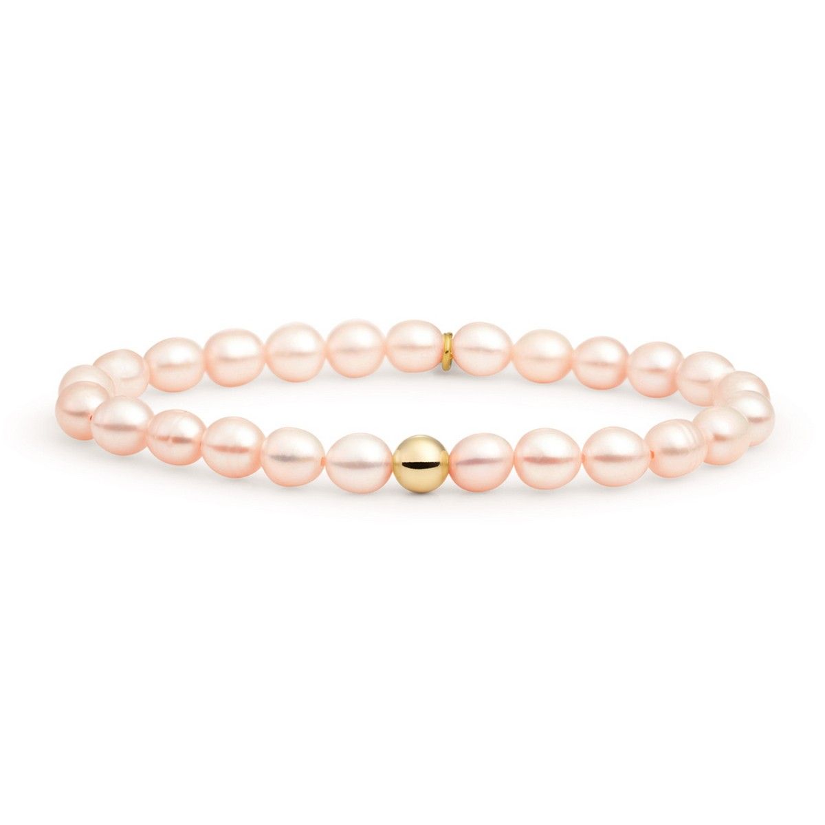 Sparkling Jewels - Armband: Peach Pearl Saturn large - Gold 6mm SBG-P03-ADD-6MM, exclusief en kwalitatief hoogwaardig. Ontdek nu!