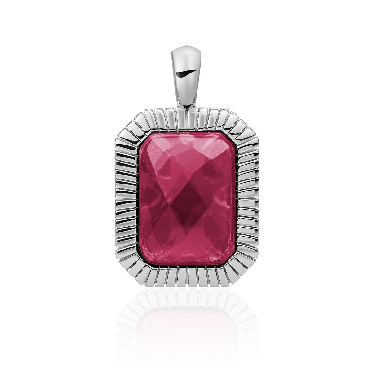 Sparkling Jewels - Hanger: Silver - Fuchsia Quartz Baguette SP23-G51, exclusief en kwalitatief hoogwaardig. Ontdek nu!