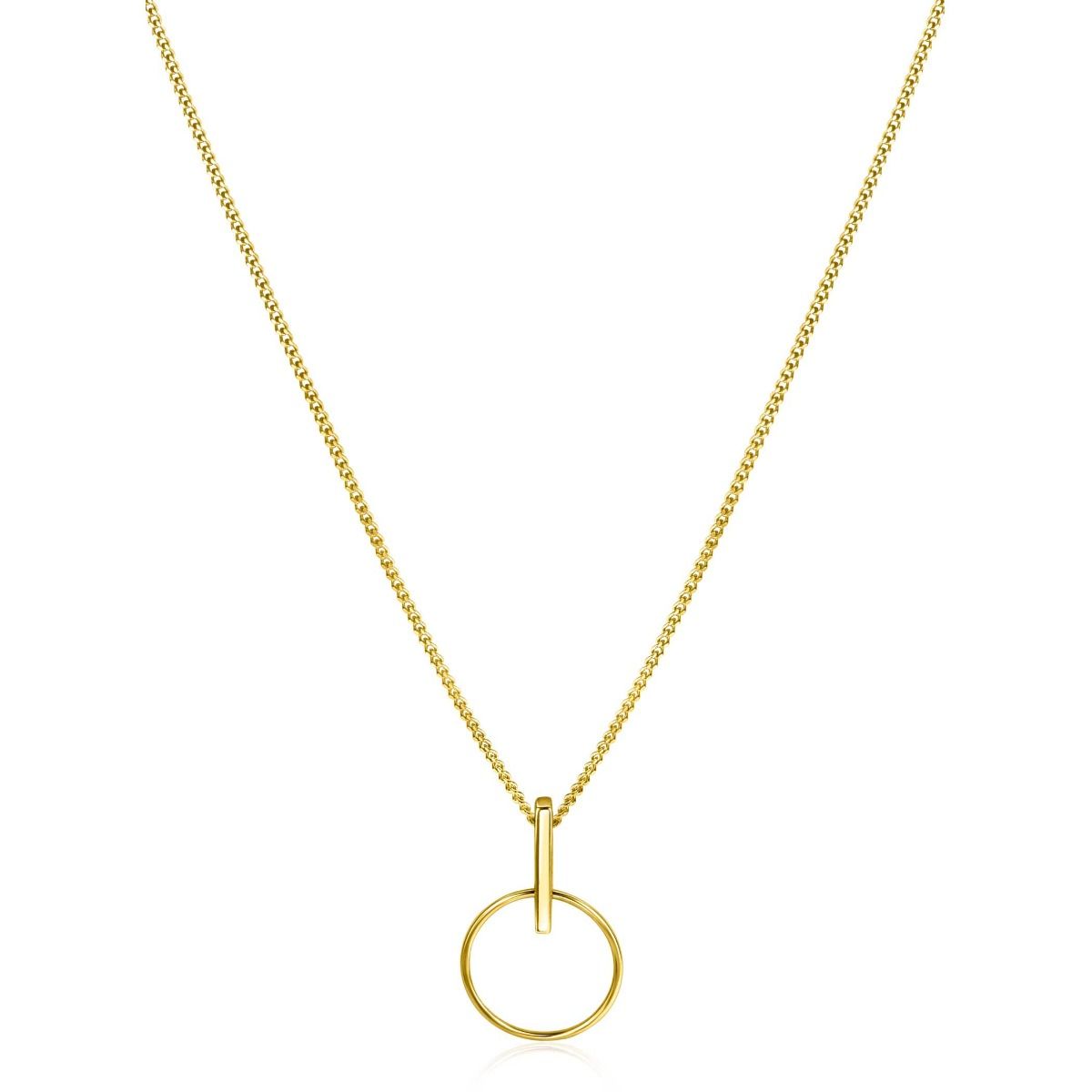 Zinzi Gold 14 krt gouden hanger 18mm met open ronde vorm en trendy staafje als hangoog ZGH404, exclusief en kwalitatief hoogwaardig. Ontdek nu!