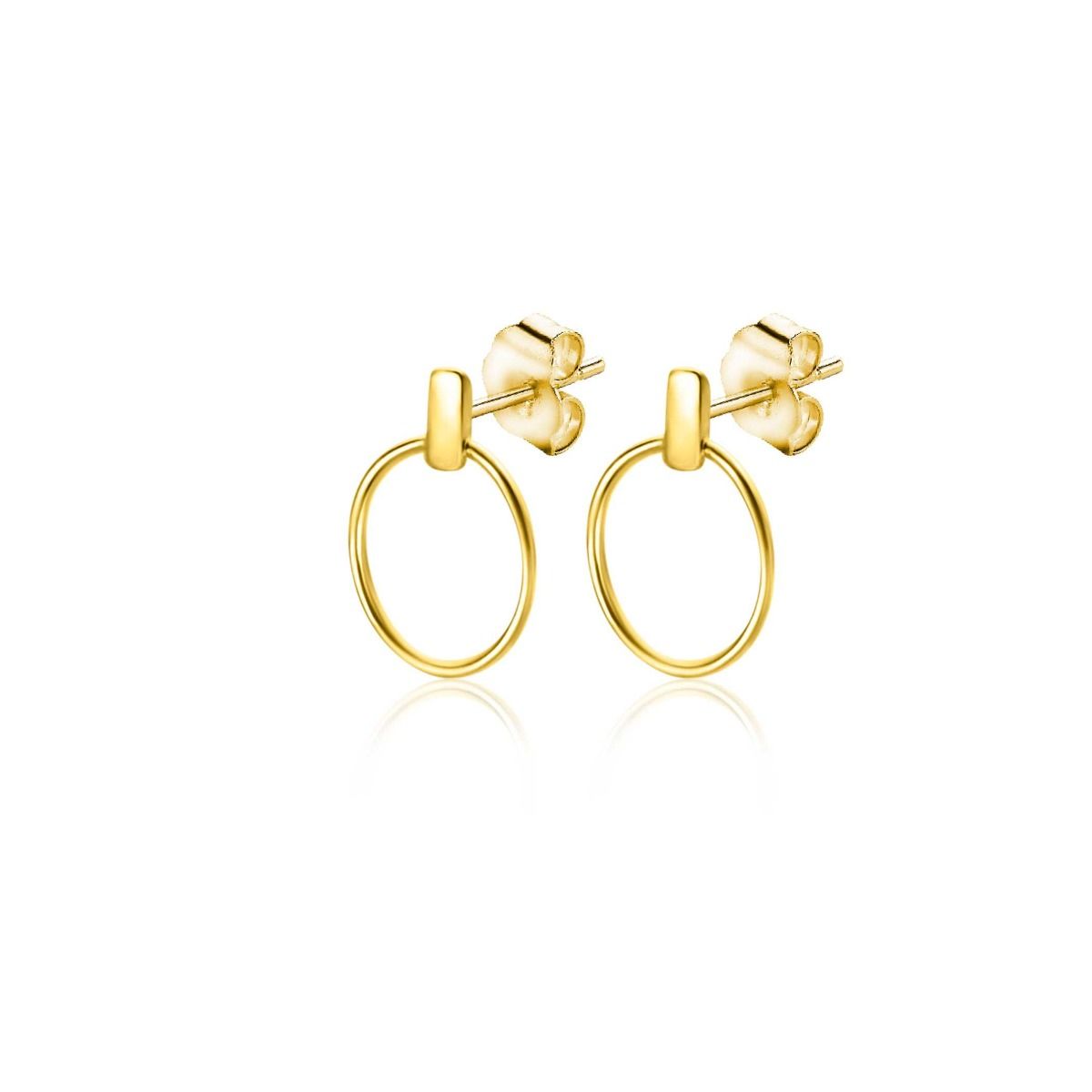 Zinzi Gold 14 krt gouden oorstekers 9 mm met trendy open ronde vormen en klein staafje op het oor ZGO404, exclusief en kwalitatief hoogwaardig. Ontdek nu!