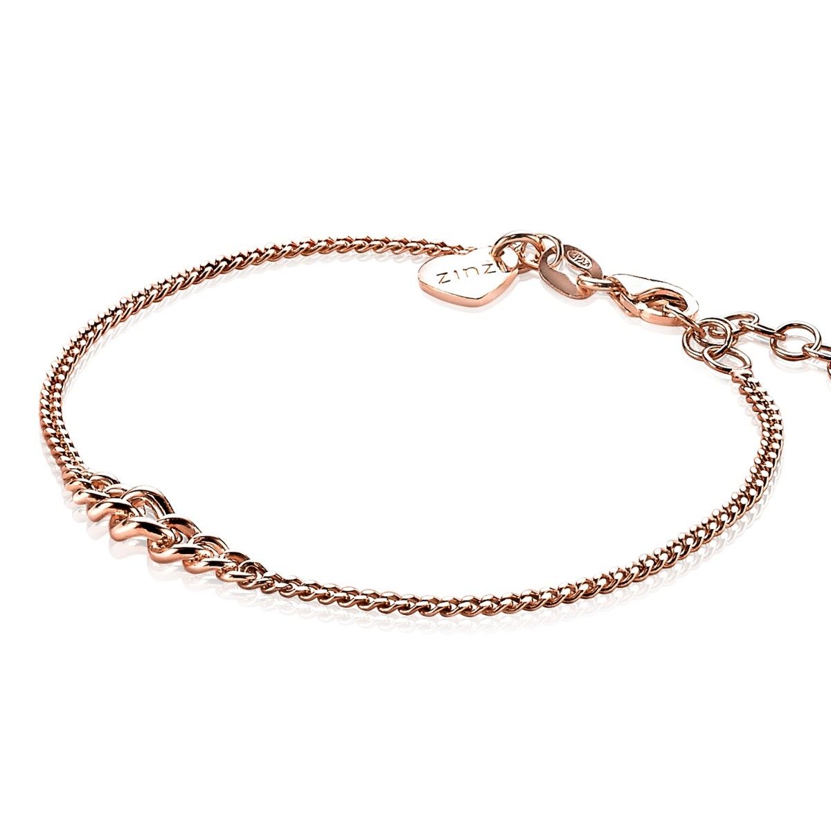 Zinzi zilveren gourmet armband rose verguld 17-20 cm ZIA1259R, exclusief en kwalitatief hoogwaardig. Ontdek nu!