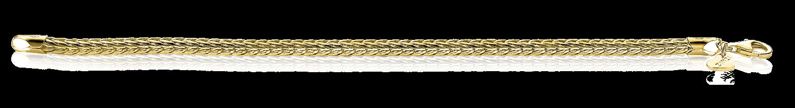 Zinzi zilveren vossenstaart armband 14K geel verguld 4mm breed ZIA1925G, exclusief en kwalitatief hoogwaardig. Ontdek nu!