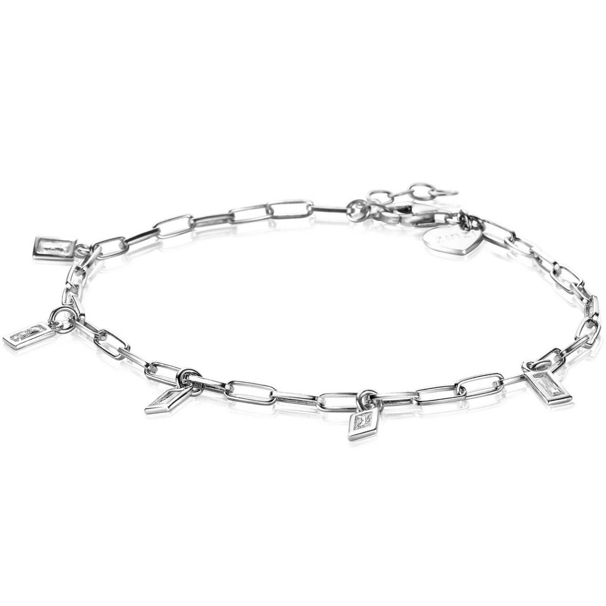 Zinzi zilveren armband met paperclip schakels en baguette zirconia&#39;s 17,5-19,5 cm ZIA2103, exclusief en kwalitatief hoogwaardig. Ontdek nu!