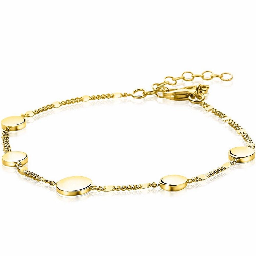 Zinzi zilveren armband 14K geel verguld ronde plaatjes met gourmet schakel 17-20cm ZIA2158G, exclusief en kwalitatief hoogwaardig. Ontdek nu!