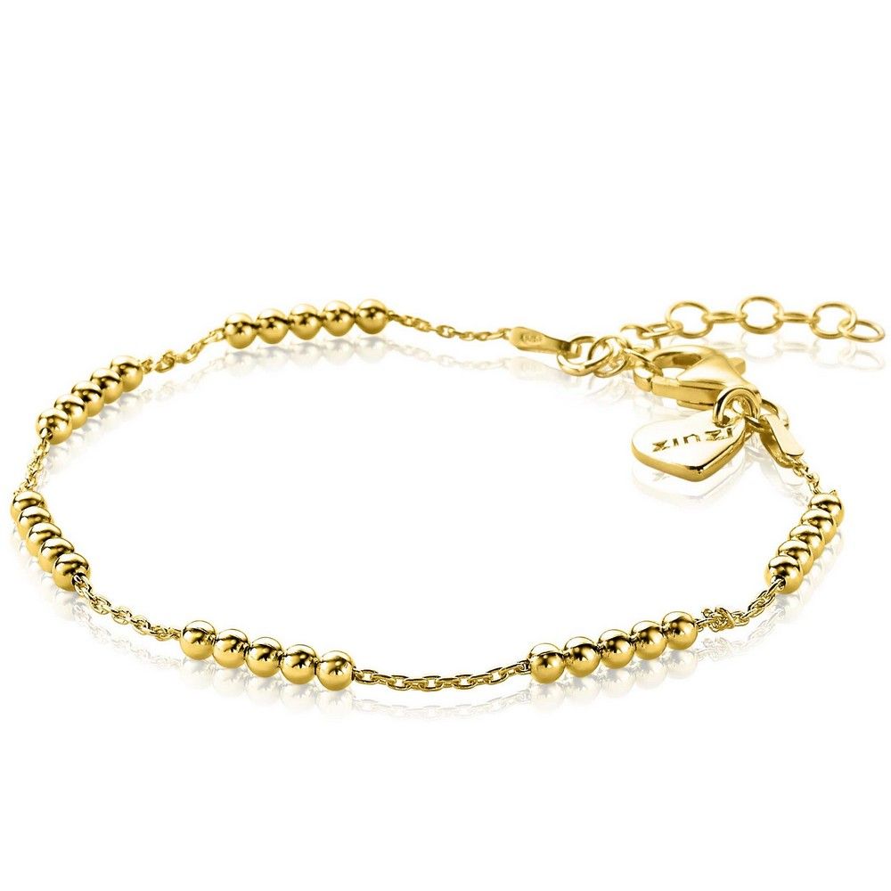 Zinzi zilveren schakelarmband 14K geel verguld met rij bolletjes ZIA2182G, exclusief en kwalitatief hoogwaardig. Ontdek nu!