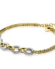 Zinzi zilveren gourmet armband 14K geel verguld grove ovale schakels bicolor witte zirkonia ZIA2203Y, exclusief en kwalitatief hoogwaardig. Ontdek nu!