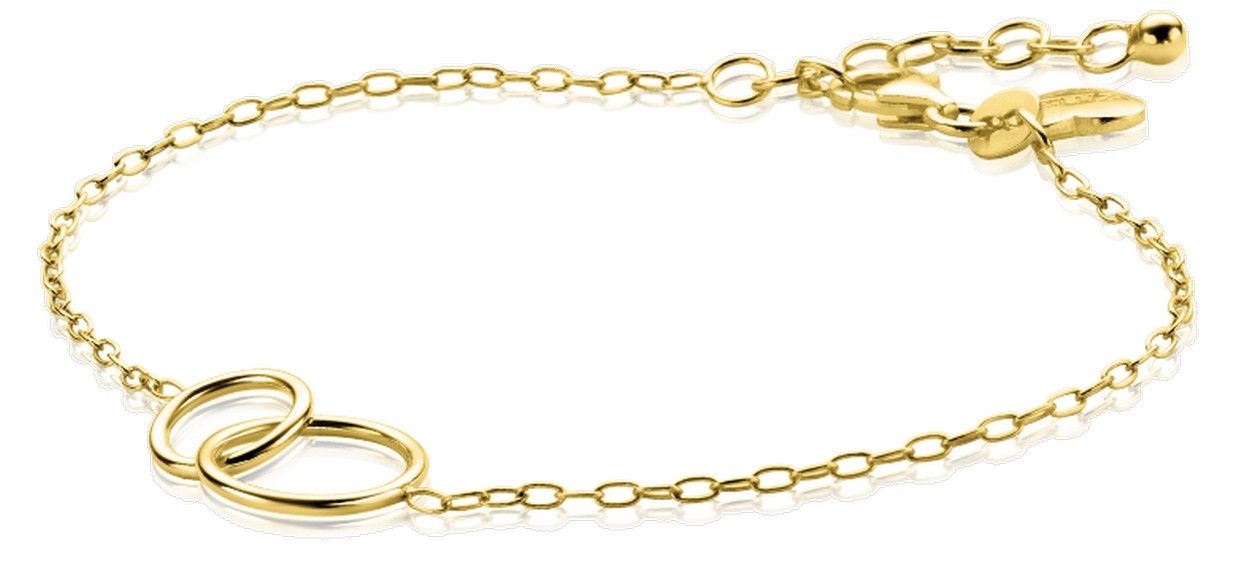 Zinzi zilveren 14K geelvergulde paperclip schakel armband met ronde vormen 17-20cm ZIA2275G, exclusief en kwalitatief hoogwaardig. Ontdek nu!
