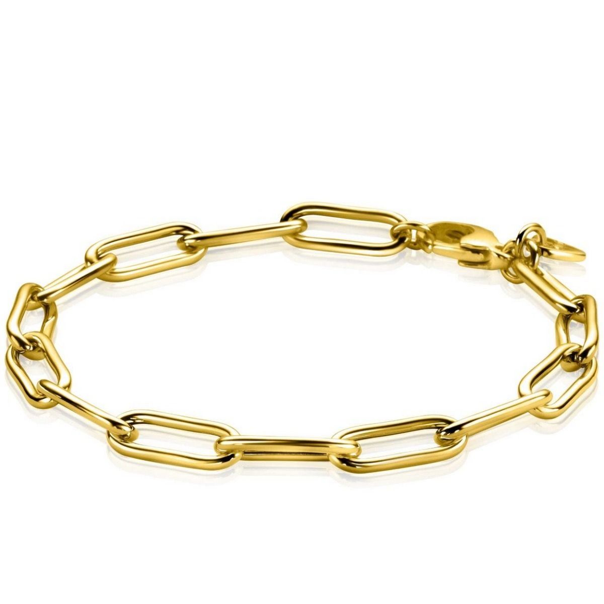 Zinzi gold plated zilveren armband met 5,5mm brede paperclip schakel 19cm ZIA2286G, exclusief en kwalitatief hoogwaardig. Ontdek nu!