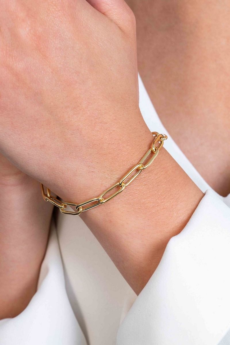 Zinzi gold plated zilveren armband met 5,5mm brede paperclip schakel 19cm ZIA2286G, exclusief en kwalitatief hoogwaardig. Ontdek nu!