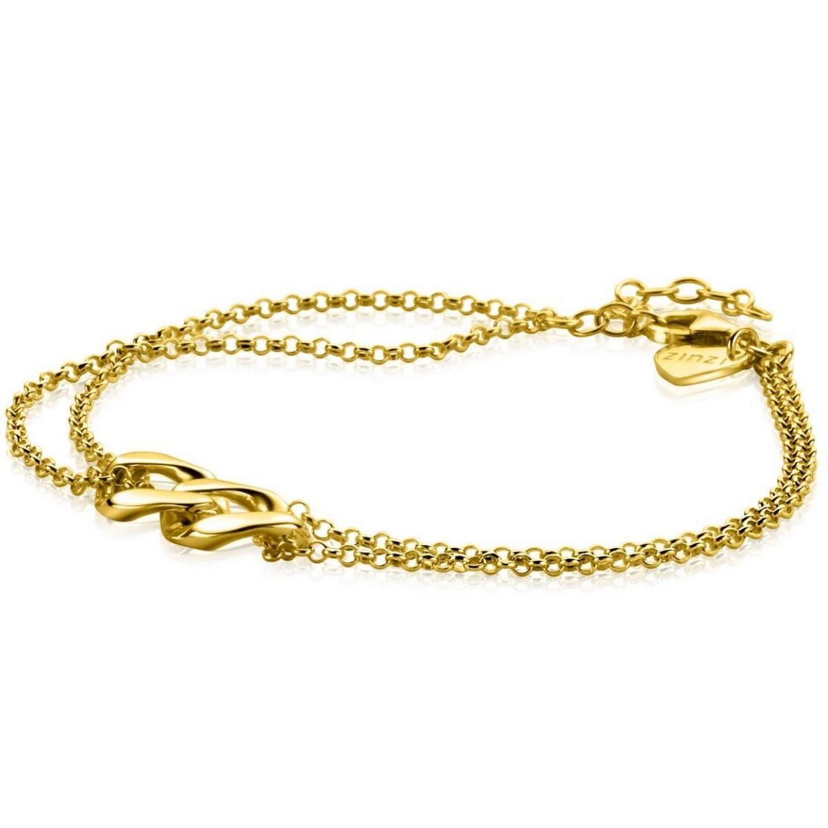 Zinzi gold plated zilveren multi-look armband met twee grote gourmet schakels 9,5mm breed ZIA2331, exclusief en kwalitatief hoogwaardig. Ontdek nu!