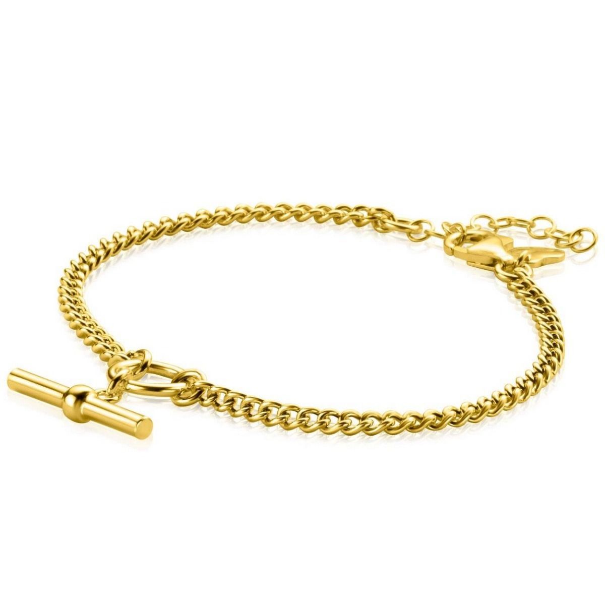 Zinzi gold plated zilveren gourmet armband met trendy kapittelstokje en open rondje 16,5-19,5cm ZIA2359, exclusief en kwalitatief hoogwaardig. Ontdek nu!