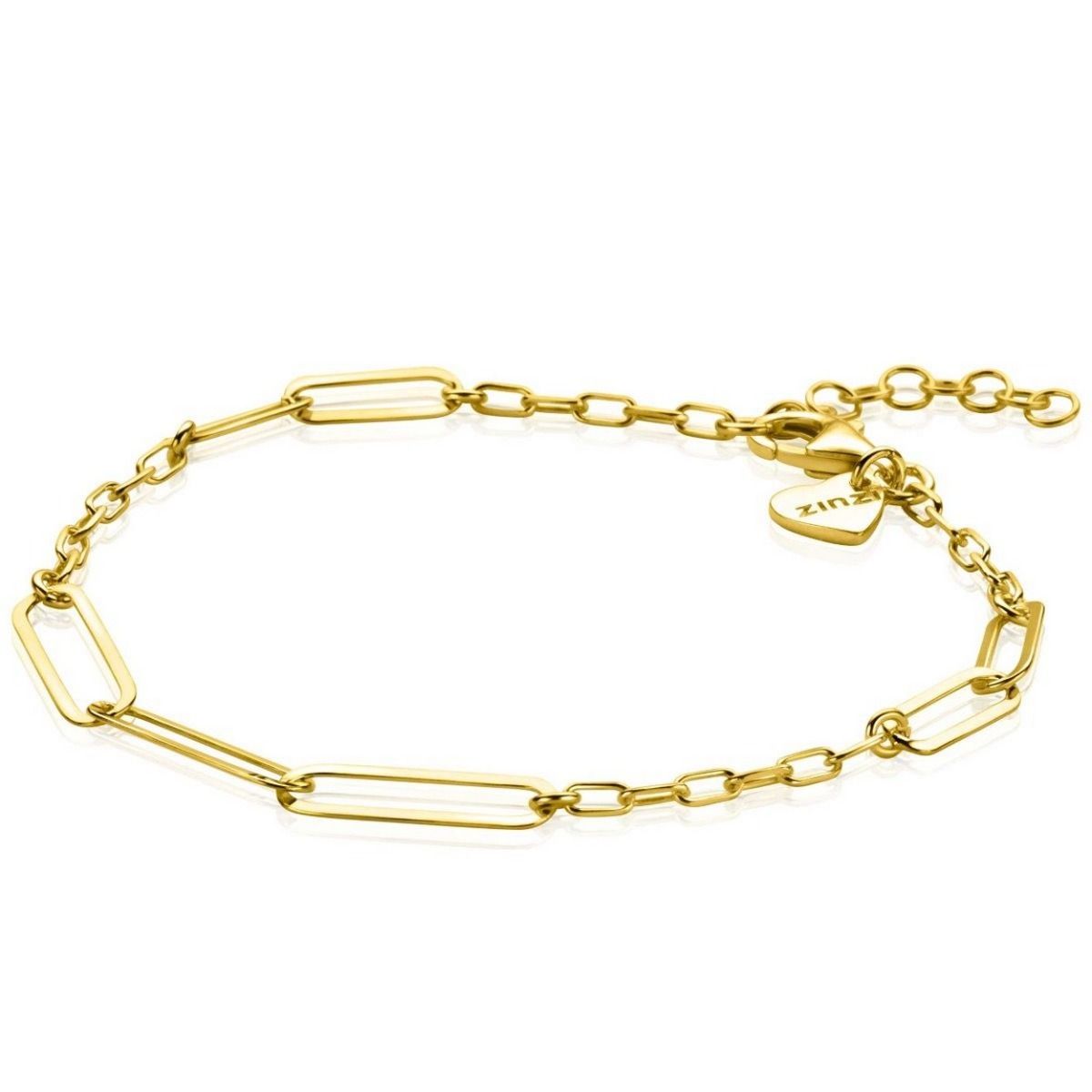 Zinzi gold plated zilveren armband met verschillende paperclip schakels 16,5-19,5cm ZIA2361, exclusief en kwalitatief hoogwaardig. Ontdek nu!