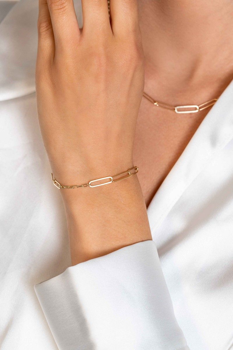 Zinzi gold plated zilveren armband met verschillende paperclip schakels ZIA2361, exclusief en kwalitatief hoogwaardig. Ontdek nu!