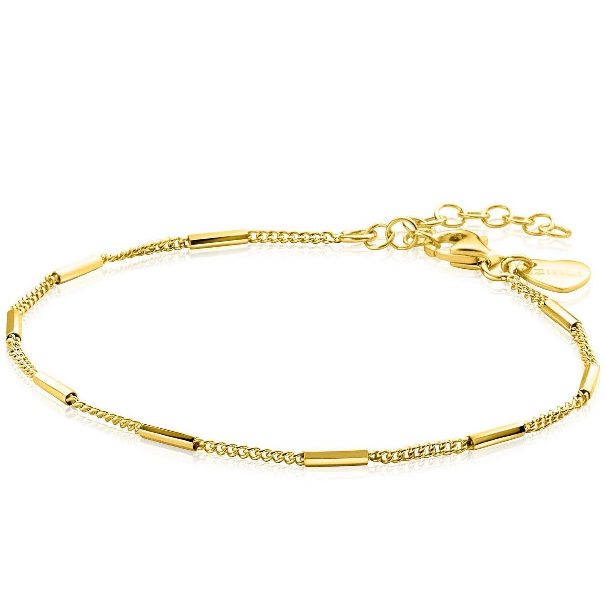 Zinzi gold plated zilveren armband met gourmetschakels en glanzende plaatjes ZIA2366G, exclusief en kwalitatief hoogwaardig. Ontdek nu!