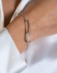 Zinzi zilveren schakel armband met 2 grote ovale schakels, bezet met witte zirconia ZIA2371, exclusief en kwalitatief hoogwaardig. Ontdek nu!