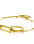 Zinzi gold plated zilveren armband met paperclip schakels, 2 grote ovale schakels en zirkonia's ZIA2371Y, exclusief en kwalitatief hoogwaardig. Ontdek nu!