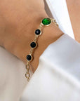 Zinzi gold plated zilveren armband met groene en zwarte kleurstenen ZIA2389, exclusief en kwalitatief hoogwaardig. Ontdek nu!