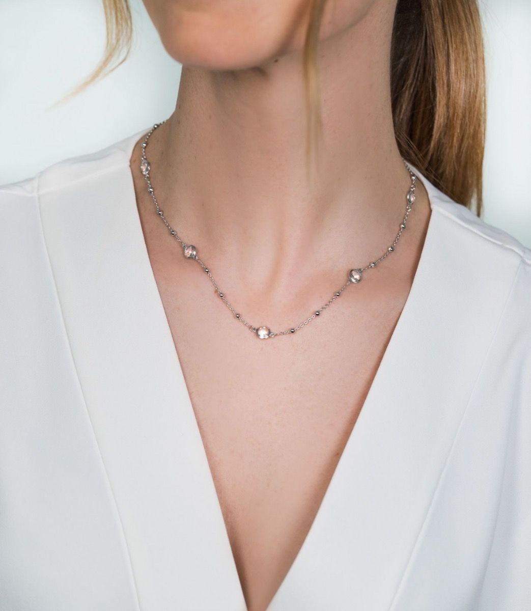 Zinzi zilveren fantasie ketting rond wit 45cm ZIC1550, exclusief en kwalitatief hoogwaardig. Ontdek nu!