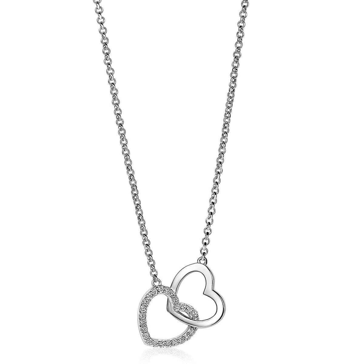 Zinzi zilveren ketting 45cm met verbonden harten wit ZIC1736, exclusief en kwalitatief hoogwaardig. Ontdek nu!