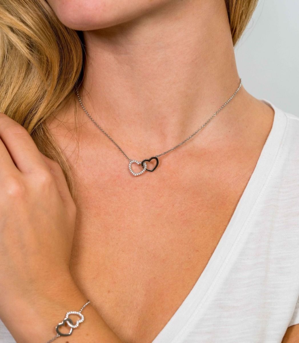 Zinzi zilveren ketting 45cm met verbonden harten wit ZIC1736, exclusief en kwalitatief hoogwaardig. Ontdek nu!
