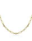 Zinzi zilveren ketting 14K geel verguld paperclip schakel rond witte zirkonia 40-45 cm ZIC2079Y, exclusief en kwalitatief hoogwaardig. Ontdek nu!