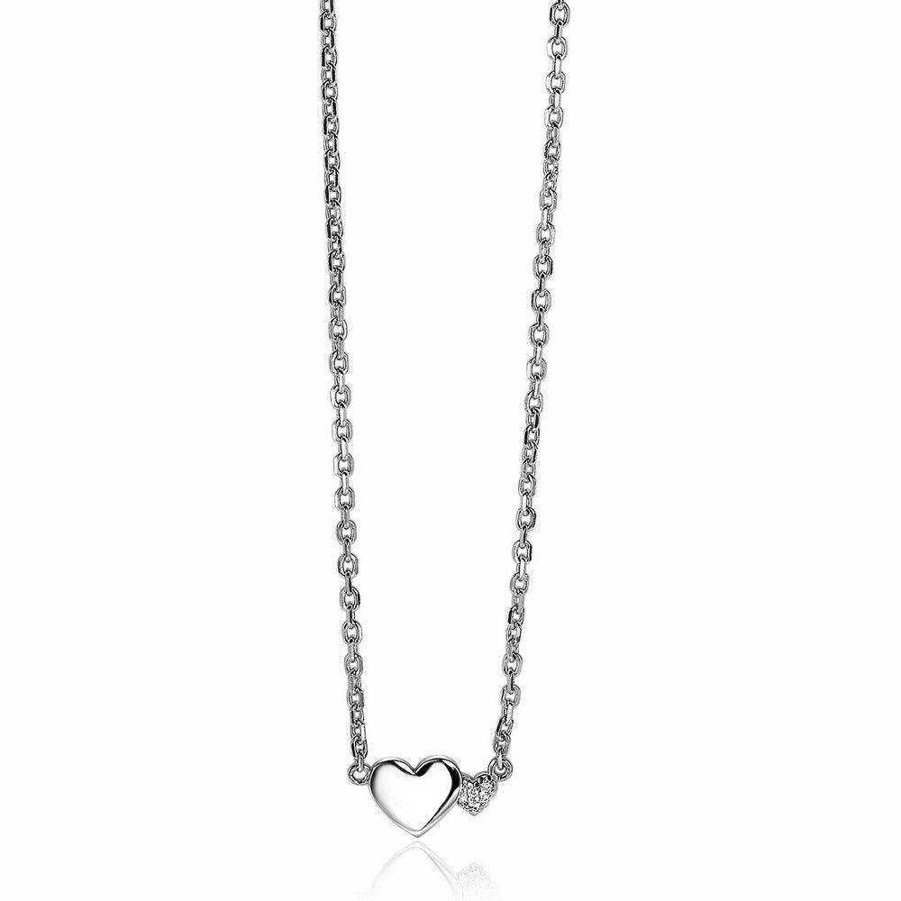 Zinzi zilveren ketting met hartjes zirkonia's-zilver 42-45cm ZIC2137, exclusief en kwalitatief hoogwaardig. Ontdek nu!