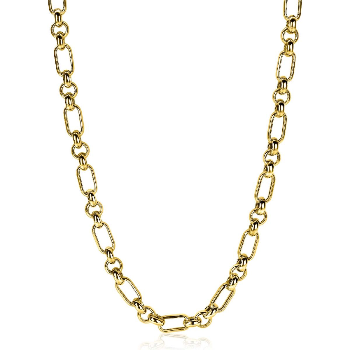 Zinzi zilveren schakelcollier 14K geel verguld ovaal en jasseron schakel 45cm ZIC2154G, exclusief en kwalitatief hoogwaardig. Ontdek nu!