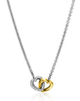 Zinzi zilveren collier bicolor 2 hartjes in elkaar waarvan 1 met zirkonia ZIC2276, exclusief en kwalitatief hoogwaardig. Ontdek nu!