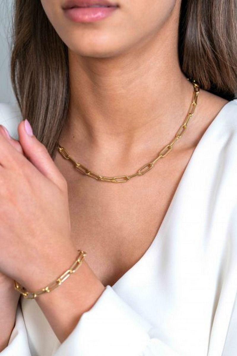 Zinzi gold plated zilveren ketting 45cm met 5,5mm brede paperclip schakels ZIC2286G, exclusief en kwalitatief hoogwaardig. Ontdek nu!