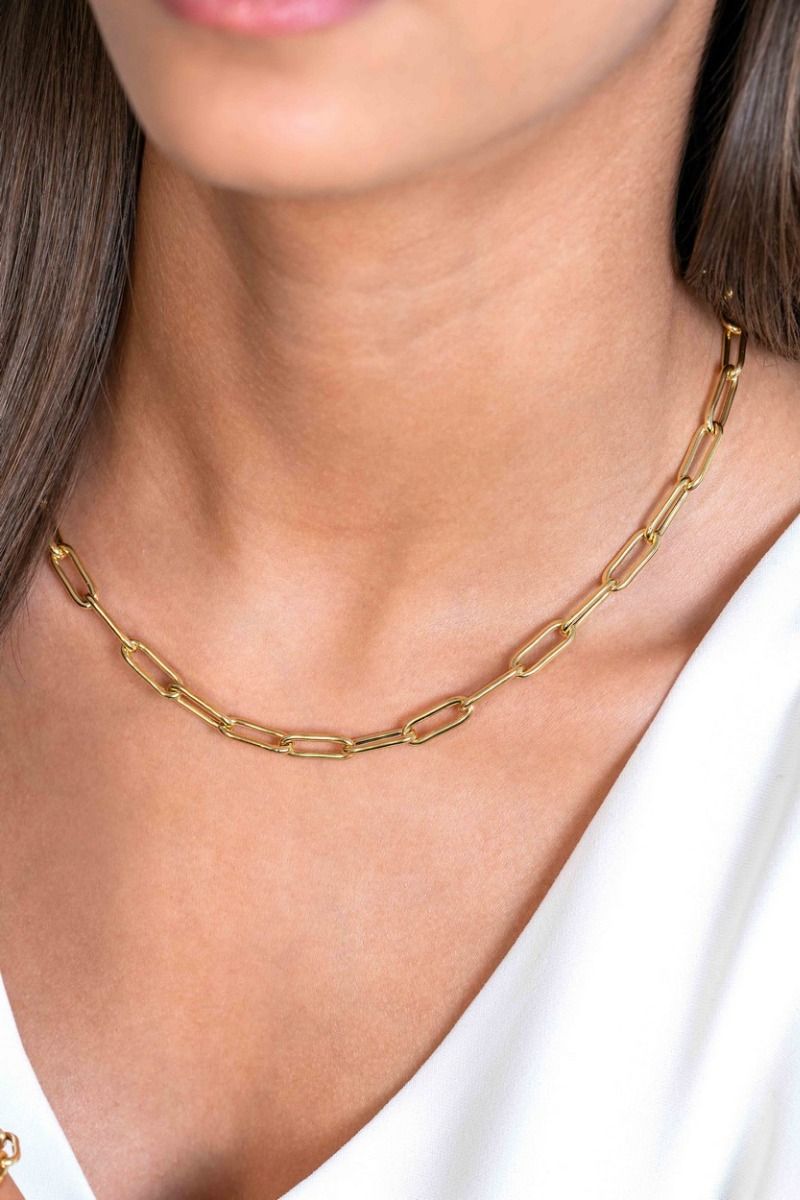 Zinzi gold plated zilveren ketting 45cm met 5,5mm brede paperclip schakels ZIC2286G, exclusief en kwalitatief hoogwaardig. Ontdek nu!