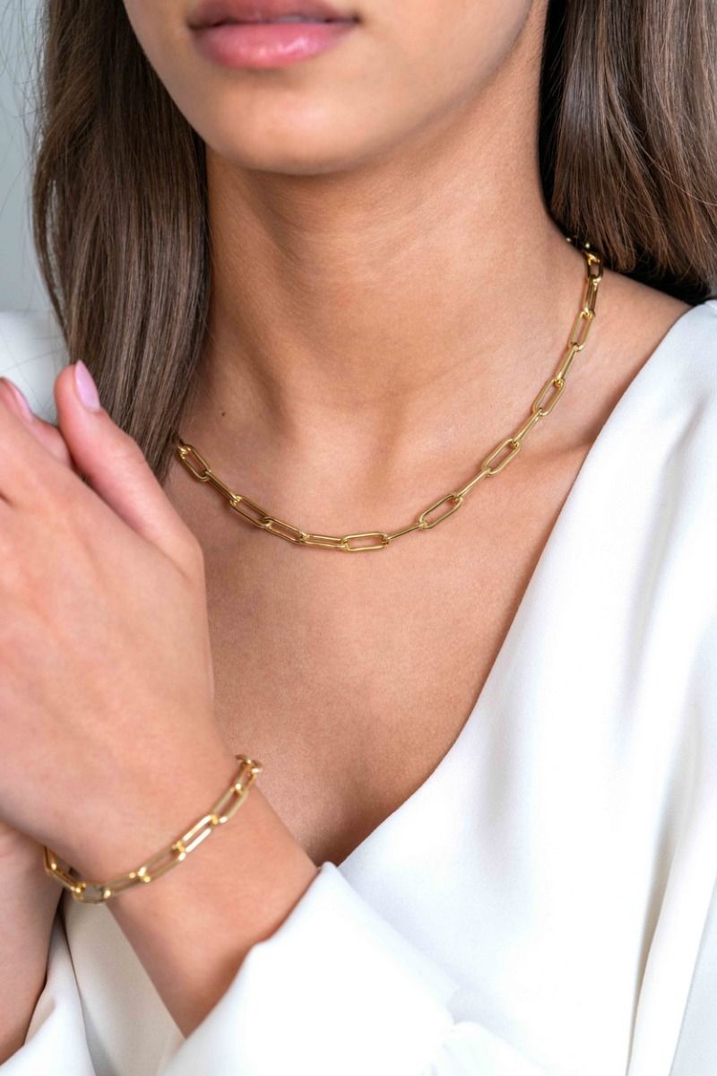Zinzi gold plated zilveren ketting 45cm met 5,5mm brede paperclip schakels ZIC2286G, exclusief en kwalitatief hoogwaardig. Ontdek nu!