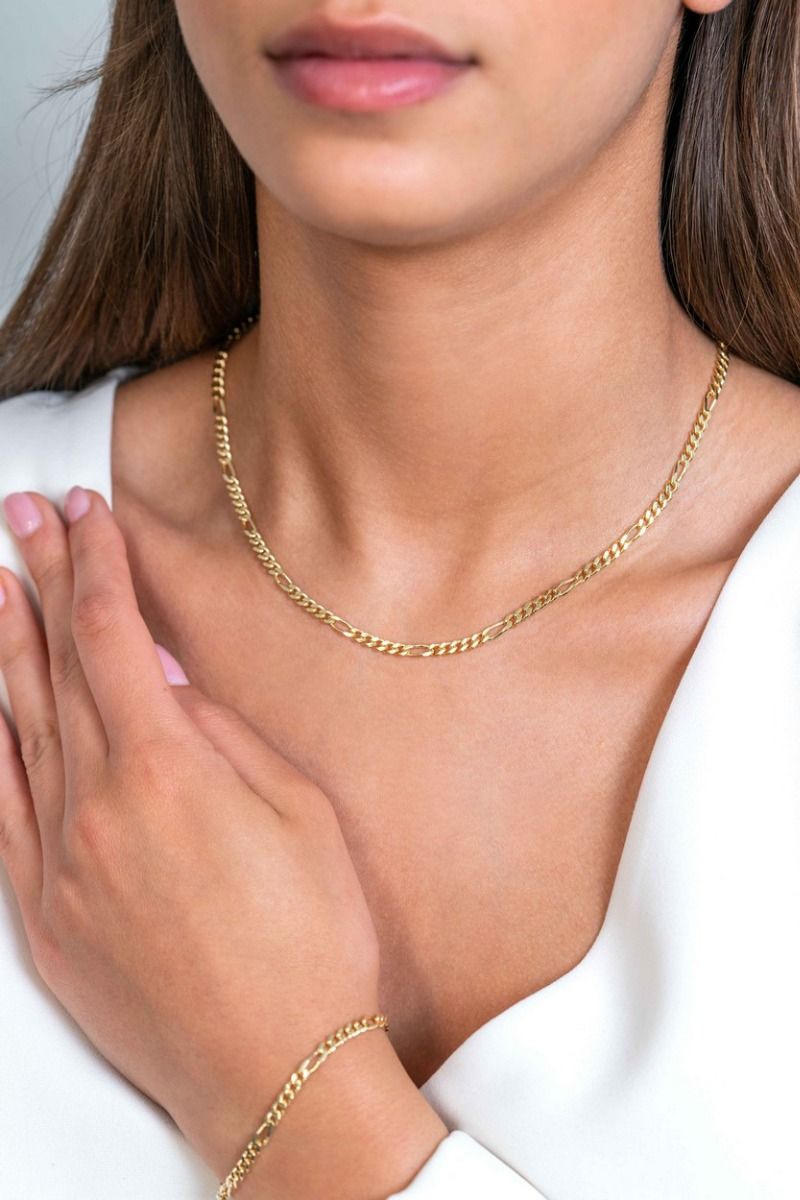Zinzi gold plated zilveren figaro ketting 3,5mm breed 40-45cm ZIC2291G, exclusief en kwalitatief hoogwaardig. Ontdek nu!