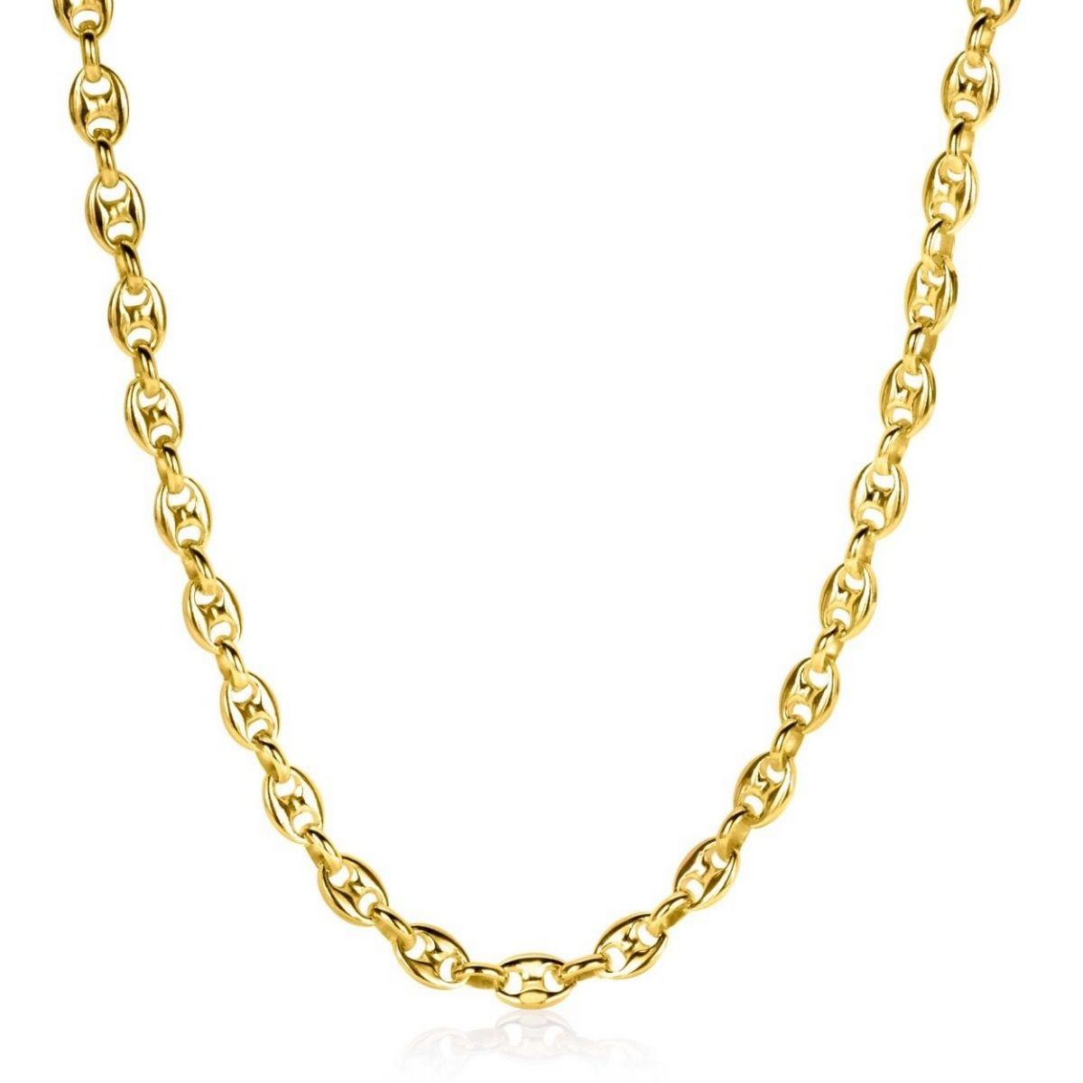 Zinzi gold plated zilveren koffieboon schakelketting 45cm 5mm breed ZIC2340G, exclusief en kwalitatief hoogwaardig. Ontdek nu!