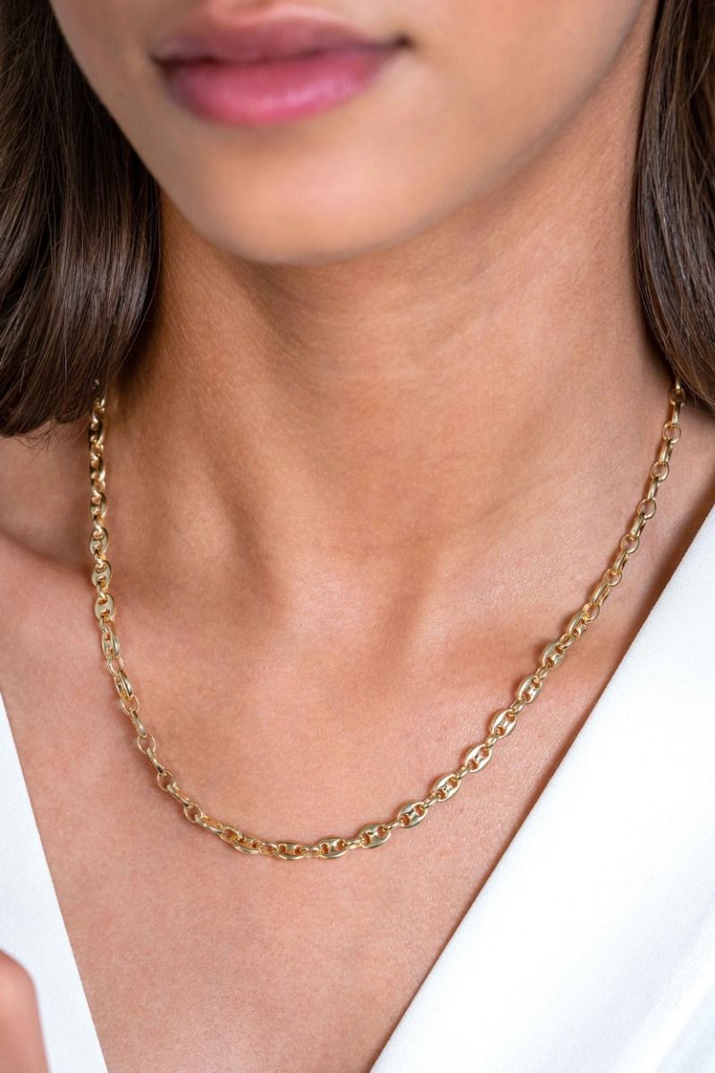 Zinzi gold plated zilveren koffieboon schakelketting 45cm 5mm breed ZIC2340G, exclusief en kwalitatief hoogwaardig. Ontdek nu!