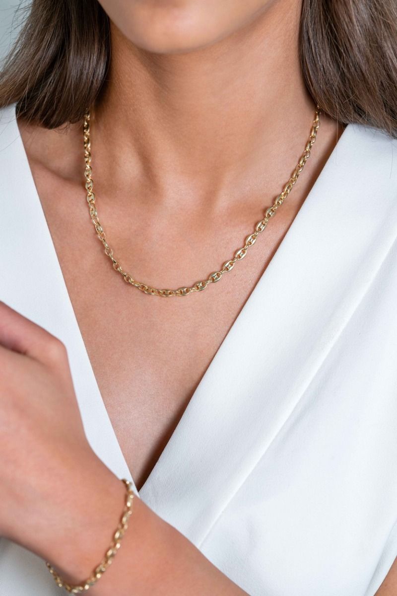 Zinzi gold plated zilveren koffieboon schakelketting 45cm 5mm breed ZIC2340G, exclusief en kwalitatief hoogwaardig. Ontdek nu!