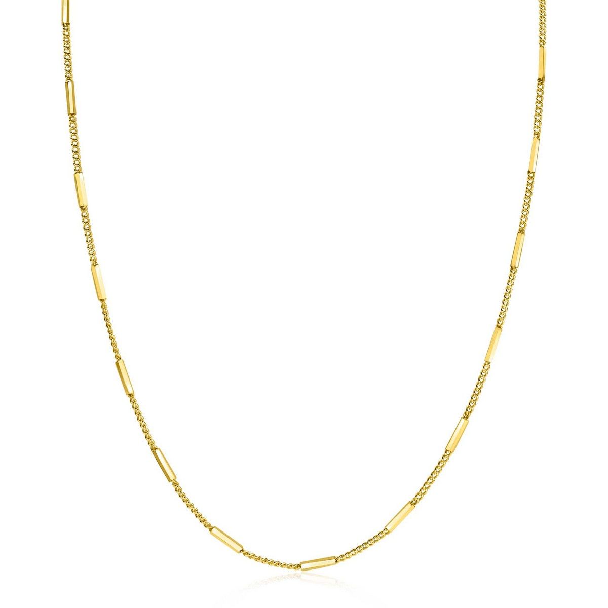 Zinzi gold plated zilveren collier 45cm met gourmetschakels en glanzende plaatjes ZIC2366G, exclusief en kwalitatief hoogwaardig. Ontdek nu!