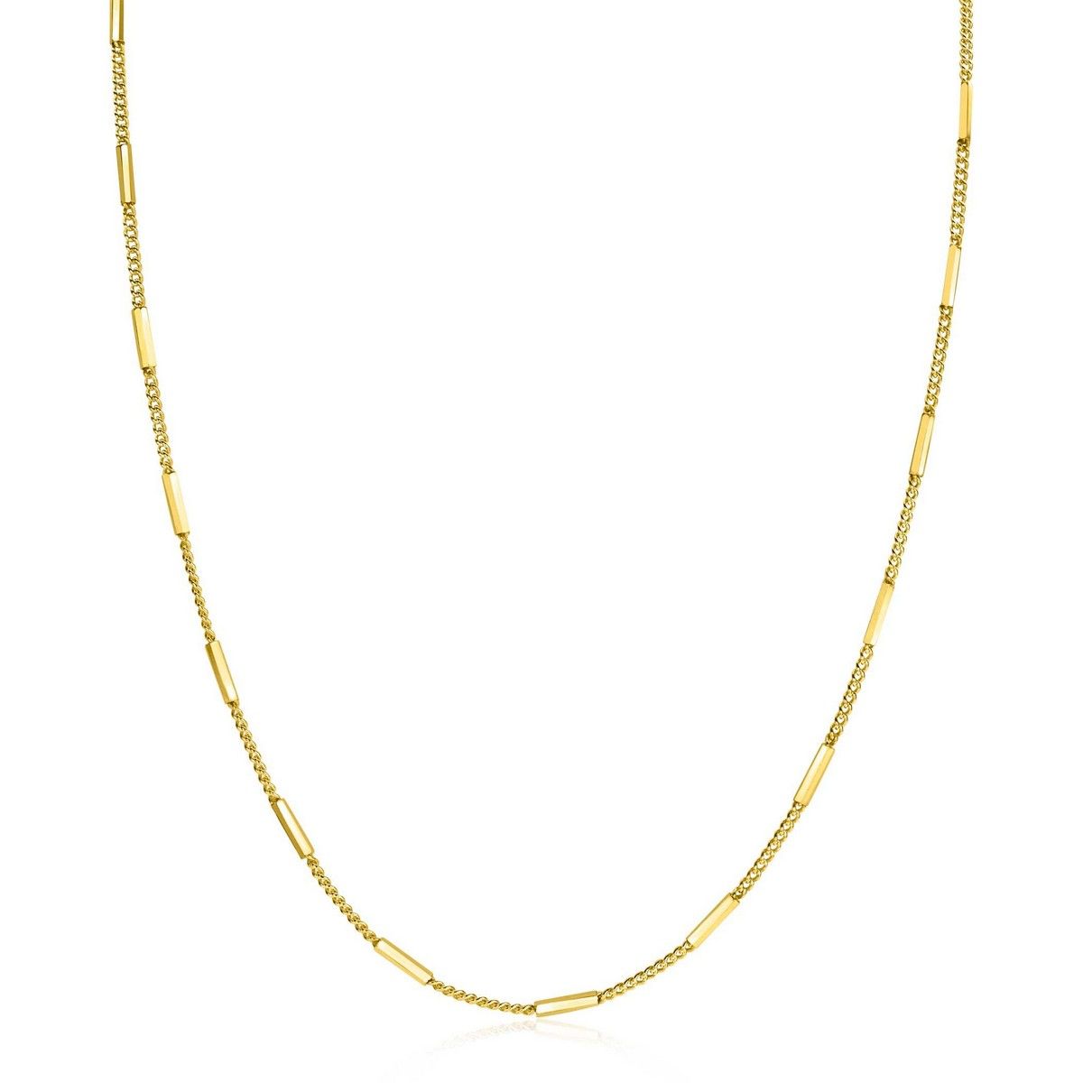 Zinzi gold plated zilveren collier 45cm met gourmetschakels en glanzende plaatjes ZIC2366G, exclusief en kwalitatief hoogwaardig. Ontdek nu!