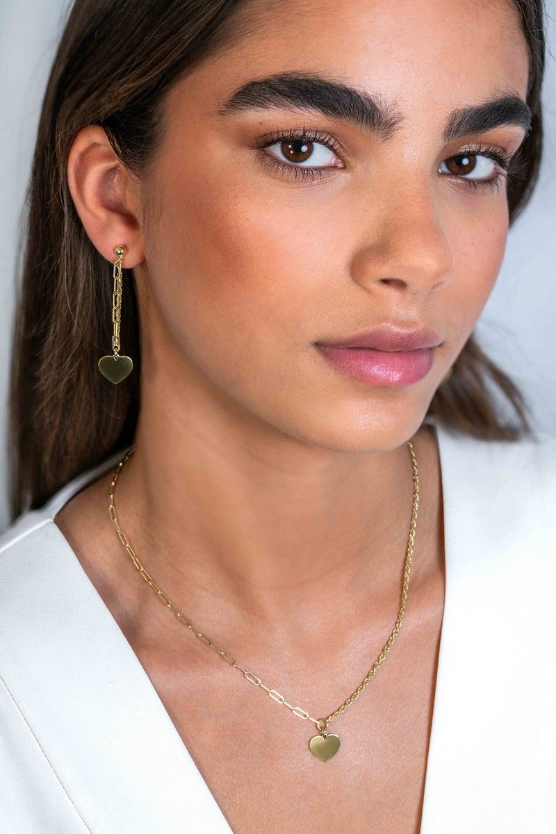 Zinzi gold plated zilveren schakel ketting met twee trendy schakels en glad hart 40-45cm ZIC2381G, exclusief en kwalitatief hoogwaardig. Ontdek nu!