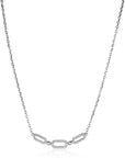Zinzi zilveren collier 45cm met drie ovale schakels bezet met witte zirkonia's ZIC2398, exclusief en kwalitatief hoogwaardig. Ontdek nu!