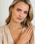Zinzi zilveren collier 45cm met drie ovale schakels bezet met witte zirkonia's ZIC2398, exclusief en kwalitatief hoogwaardig. Ontdek nu!