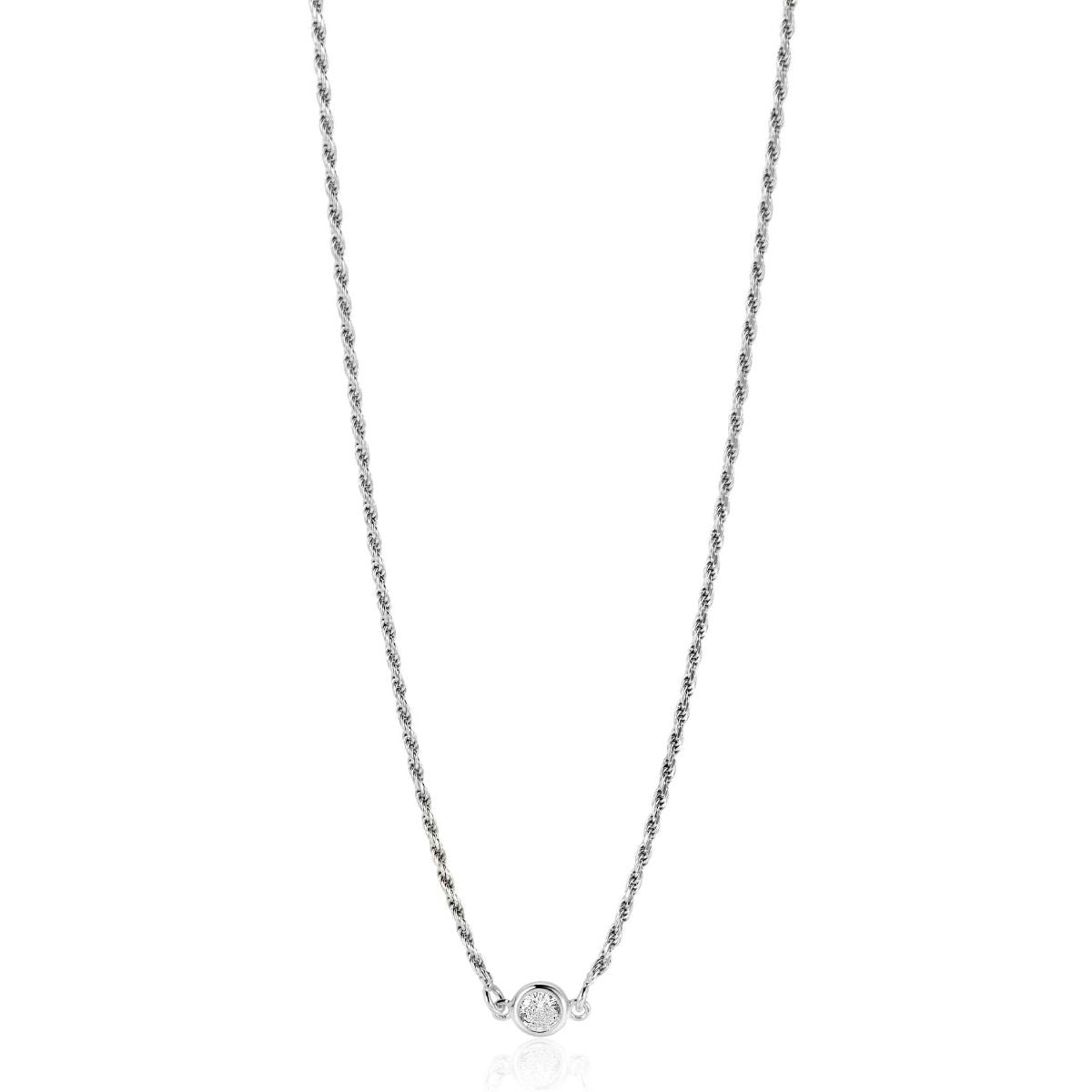 Zinzi zilveren koord ketting met een ronde witte zirkonia 40-45cm ZIC2461, exclusief en kwalitatief hoogwaardig. Ontdek nu!