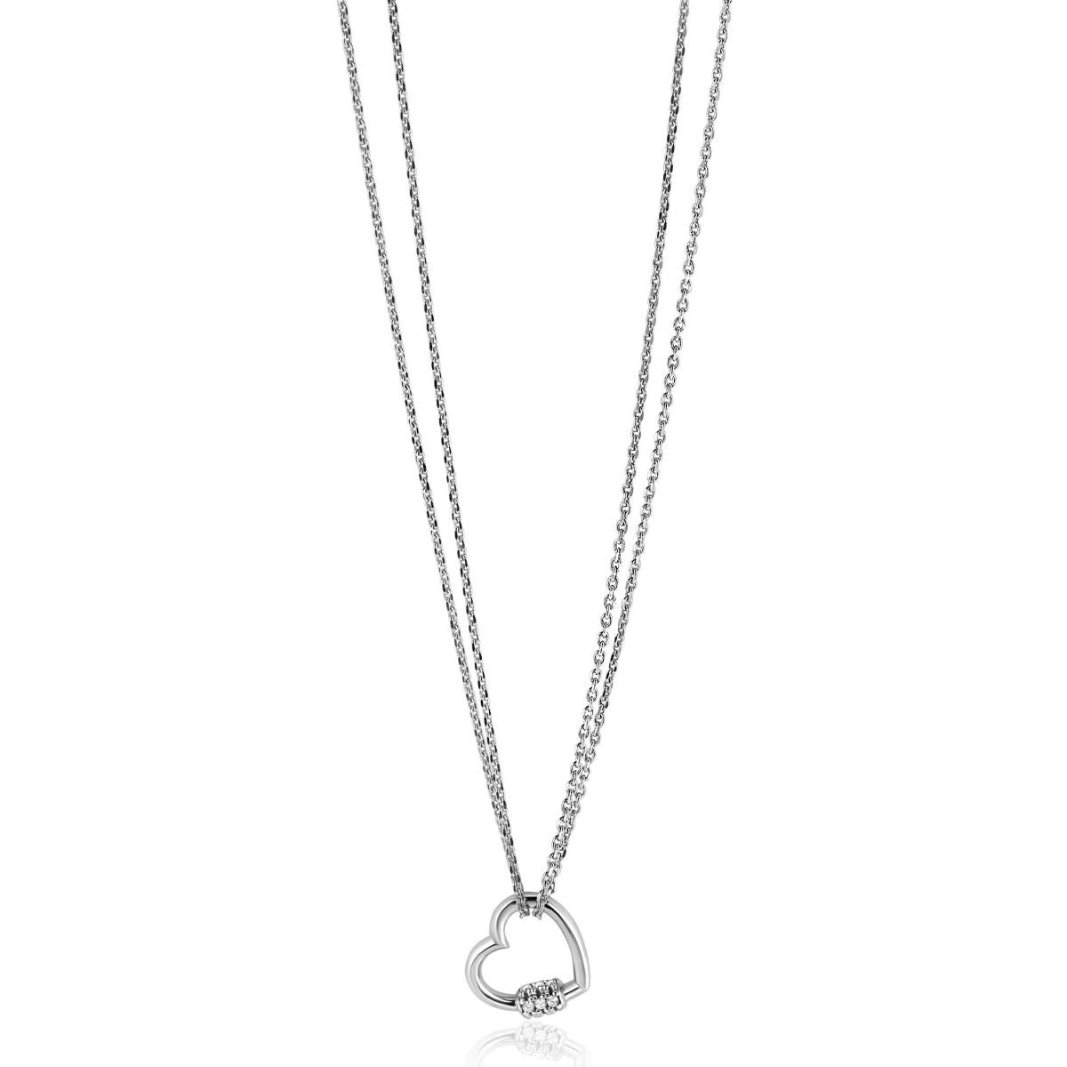Zinzi zilveren ketting 45cm hart met zirkonia 40-45cm ZIC2507, exclusief en kwalitatief hoogwaardig. Ontdek nu!